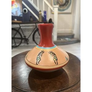 Kokopelli-God of Fertility-Southwest Native American Art Vase Hand Painted 6”